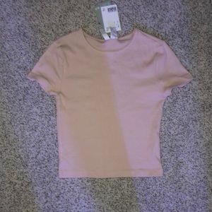 pink h&m cropped shirt